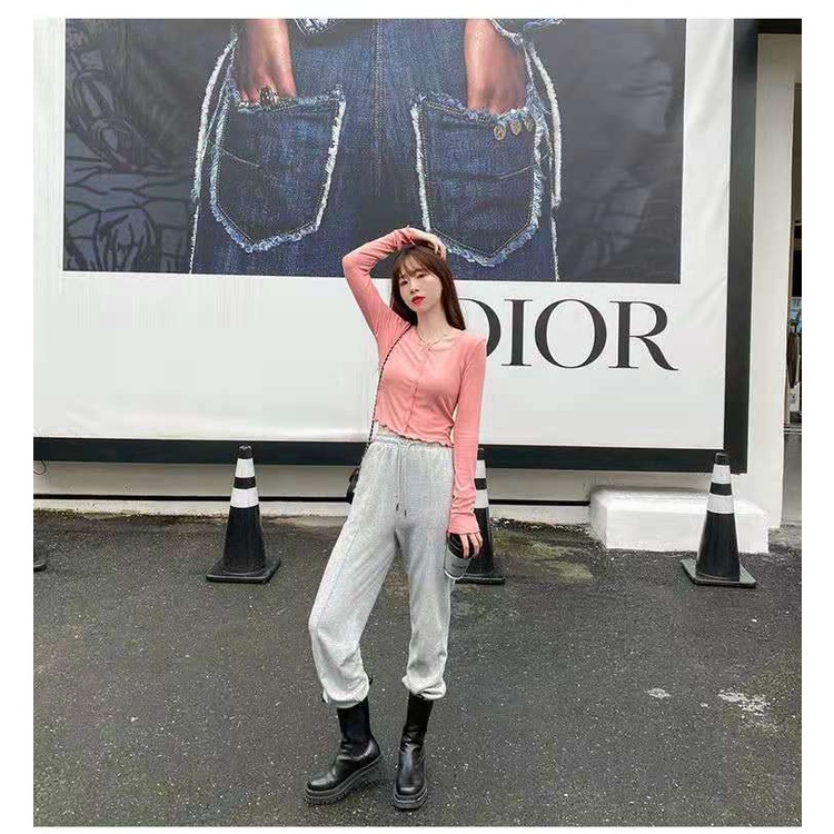 Áo BH bằng cotton dài tay màu trơn phong cách Hàn Quốc