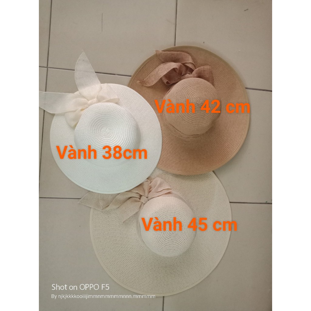 Mũ cói vành rộng đi biển nơ vải to siêu đẹp