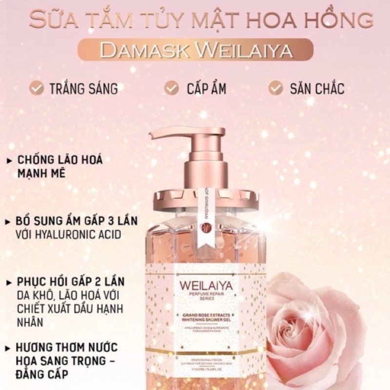 Sữa Tắm Trắng Da Cánh Hoa Hồng Damask Weilaiya