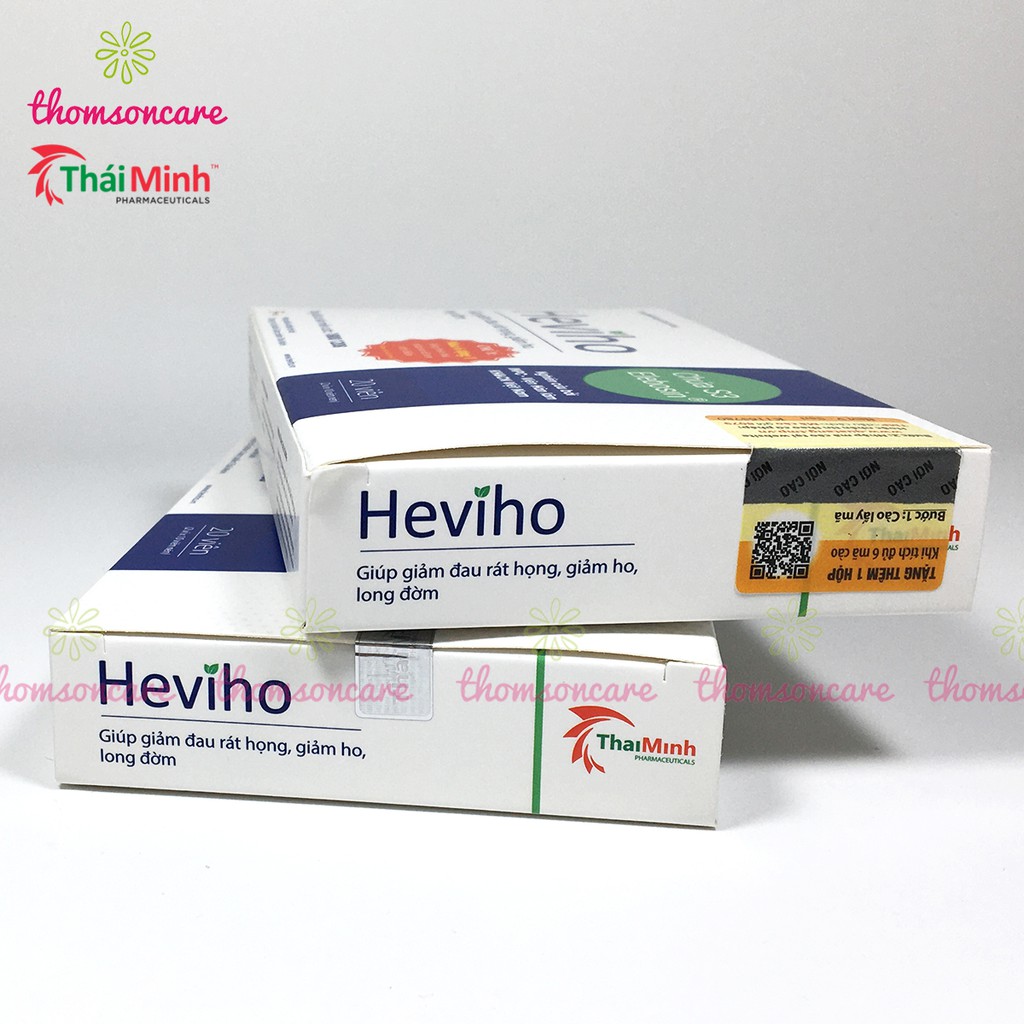 Heviho - Có tem tích điểm 6h tặng 1h - Hỗ trợ giảm ho, rát họng từ thảo dược - Hộp 20 viên