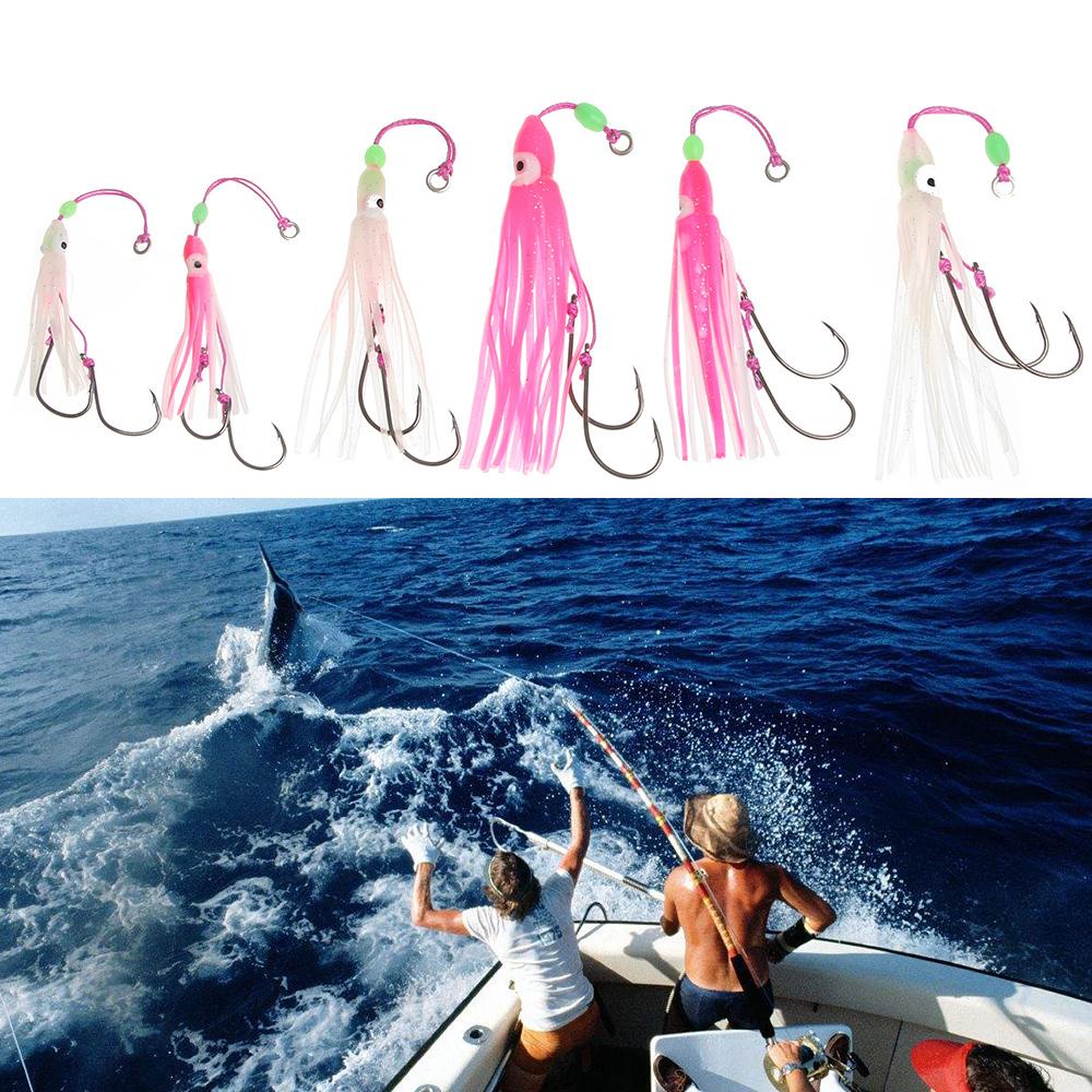 Bộ 2 Mồi Câu Hình Bạch Tuộc Giả Câu Cá Nước Mặn 6cm / 10cm / 12cm