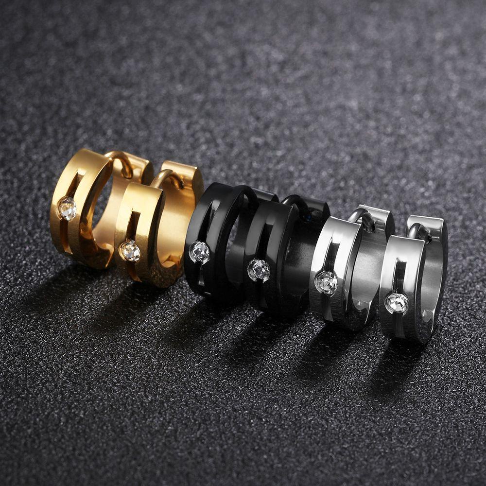LILYES Khuyên Tai Thép Titan Đính Đá Zircon Đơn Giản Phong Cách Hàn Quốc