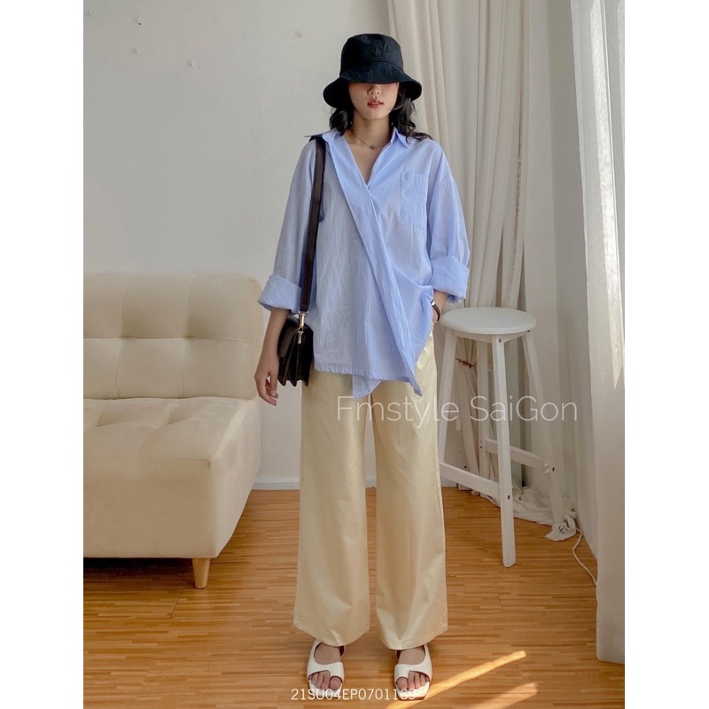 [Mã FATHANG5 giảm 10K đơn 50K] Áo sơ mi tay dài nút lệch xéo tà ulzzang thời trang nữ Fmstyle Saigon 21SU04EP0701 | BigBuy360 - bigbuy360.vn