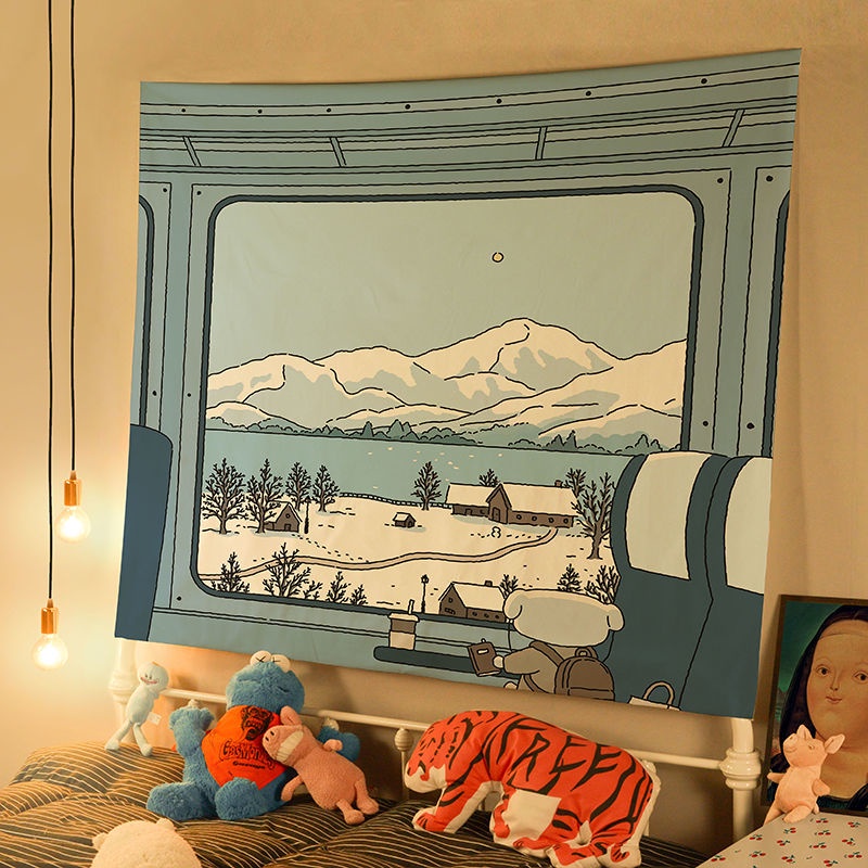 Thảm vải canvas treo tường họa tiết hoạt hình trang trí phòng ngủ