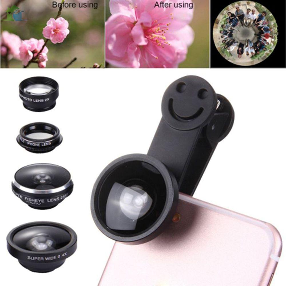 YOUP  5-in-1 Smartphone Camera Lens Kit with 0.4X Wide-angle Lens + 235° Fisheye & 19X Macro Lens + 2X Telephoto Lens + CPL Lens with Universal Clip Carry Bag Compatible with    Smartphones