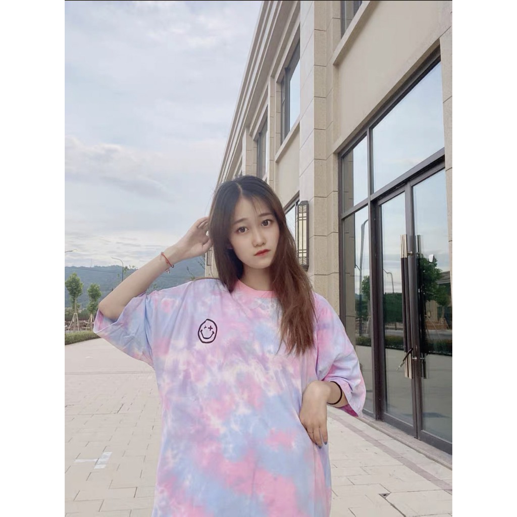 ☀️ÁO THUN TAY LỠ LOAN MÀU HỒNG SMILE