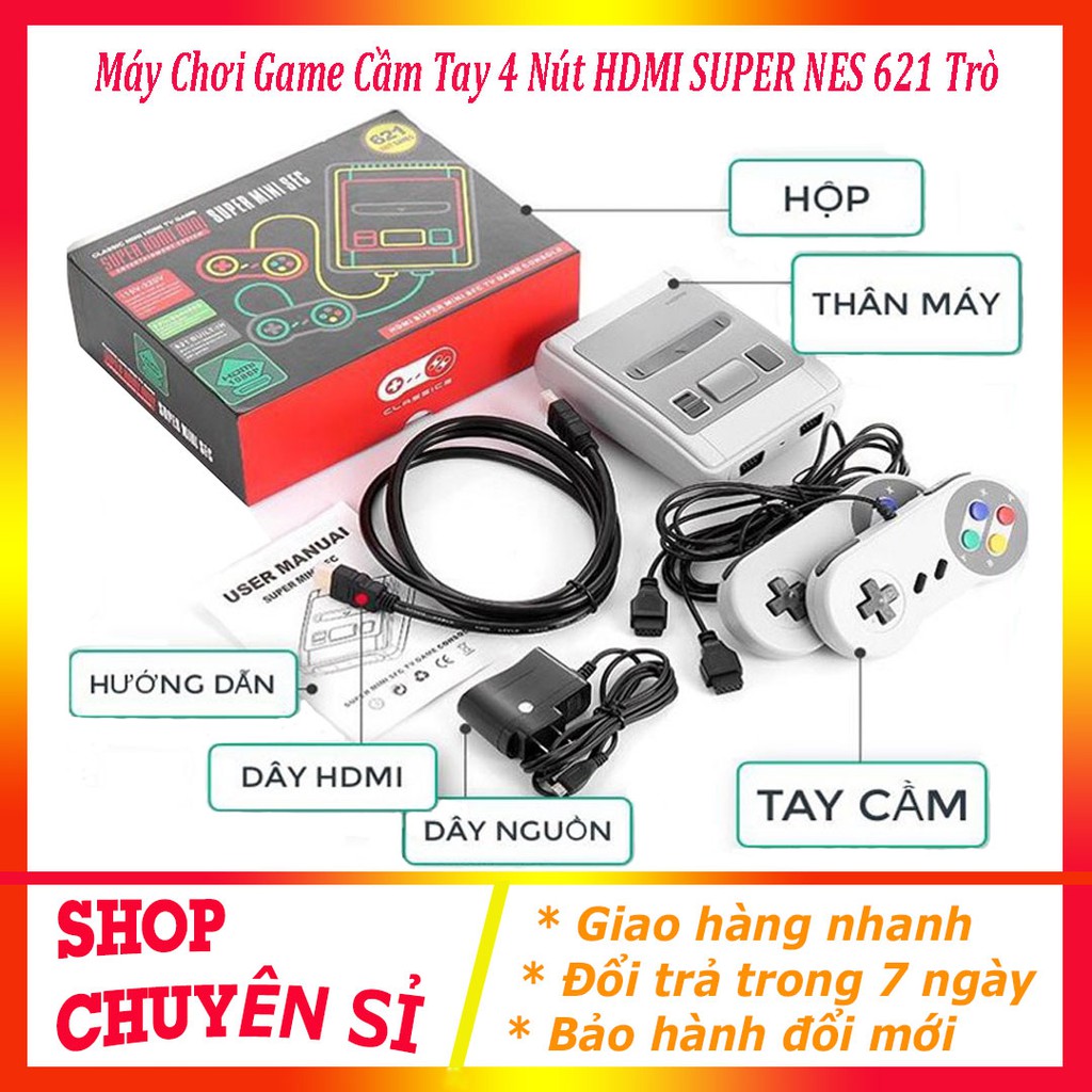 Máy chơi game SUPER HD MINI SFC bản classic mini HDTV game tích hợp 621 trò, kết nối cổng HDMI