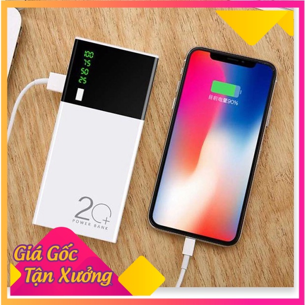 Sạc dự phòng, Pin dự phòng 30000mAh 2 cổng USB Sạc nhanh,màu trắng nhỏ gọn tiện lợi Tích Hợp Sạc Nhanh Fast Charge