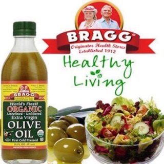 Dầu extra virgin olive ép lạnh hữu cơ bragg 473ml