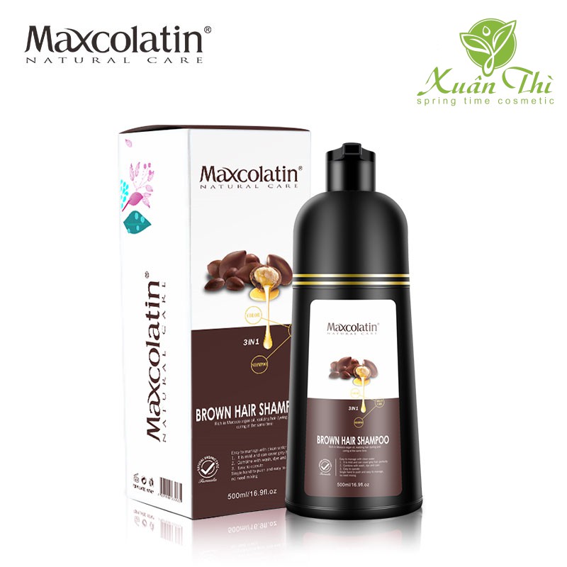 [MỚI] Dầu gội nhuộm nâu MAXCOLATIN 500ml không cần pha trộn, lên 3 tông màu tùy thời gian gội, giữ màu lâu