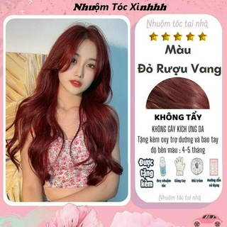 Thuốc nhuộm tóc màu đỏ rượu vang không tẩy tóc | tại nhà tặng kèm oxy trợ nhuộm
