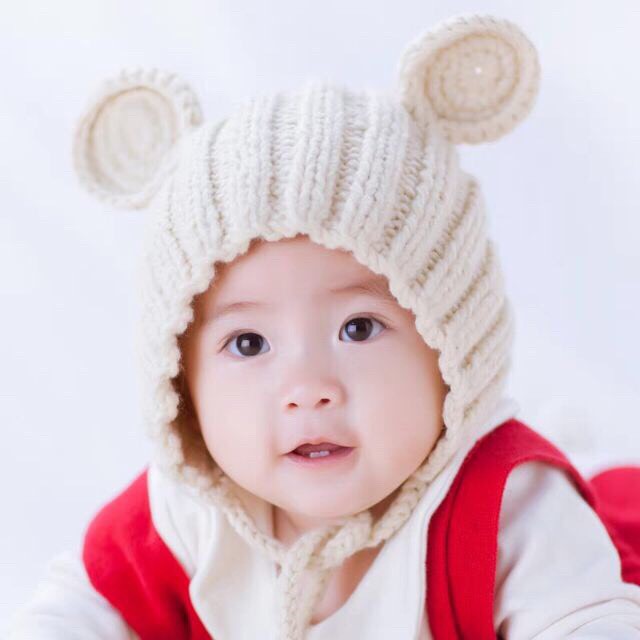Mũ len tai gấu cho bé gái 0-3 tuổi