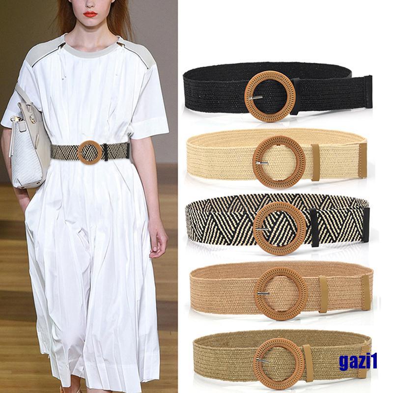 Thắt lưng đan cói co giãn phong cách boho cổ điển cho nữ