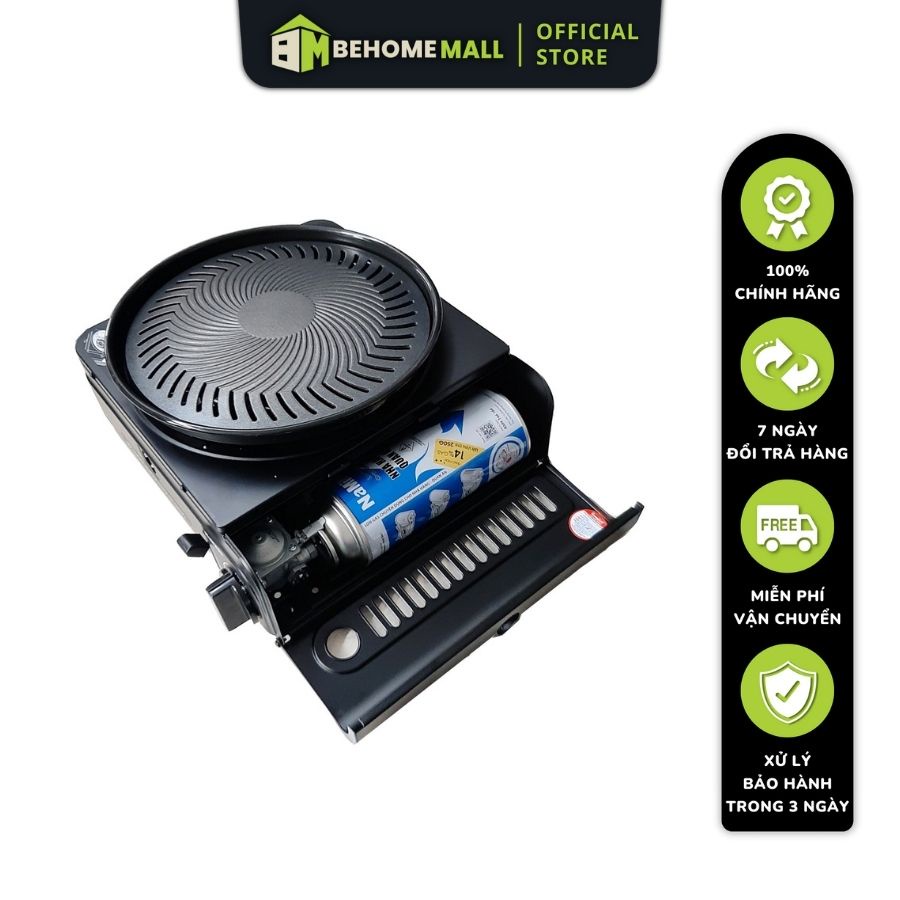 Bếp lẩu nướng mini đa năng BEHOMEMALL 2 trong 1 nấu lẩu nướng không khói chính hãng tiện lợi