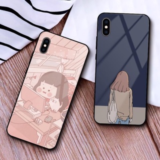 Ốp lưng kính cường lực Cô gái dễ thương iphone 6 6S PLus 6SPlus 7 8 7 8 PLus X Xs XR XSmax 11 11pro 11Promax 12 13Pro