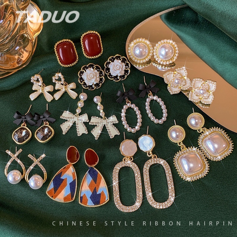 Set 5 Bông Tai Đính Ngọc Trai Phong Cách Hàn Quốc Thời Trang Cao Cấp
