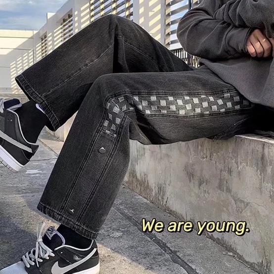Quần jean nam dài ống rộng thời trang dành cho Hàn Quốc quần bò nam đẹp Simple baggy jean nam Fashion quần jean ống rộng unisex