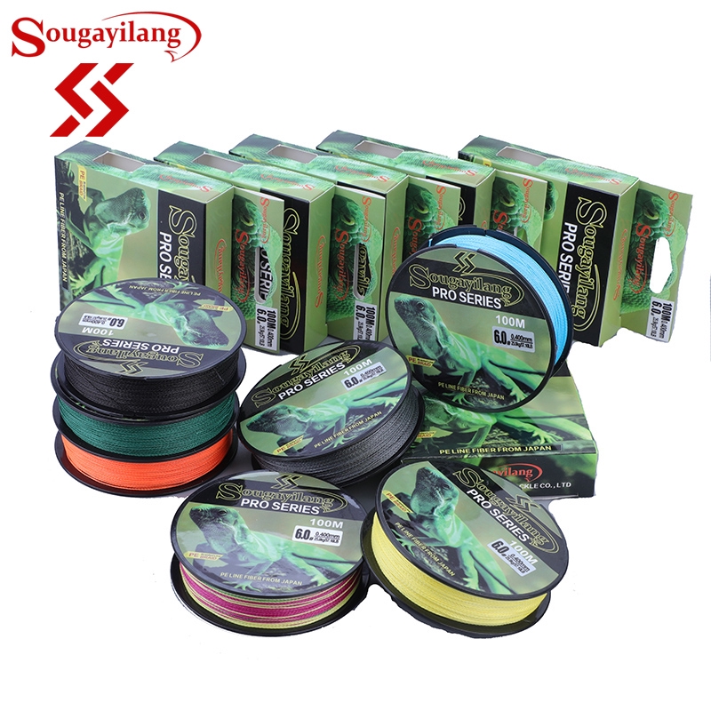 Cuộn dây câu Sougayilang 4 sợi PE bện nhiều màu sắc siêu bền chắc chất lượng cao 100m