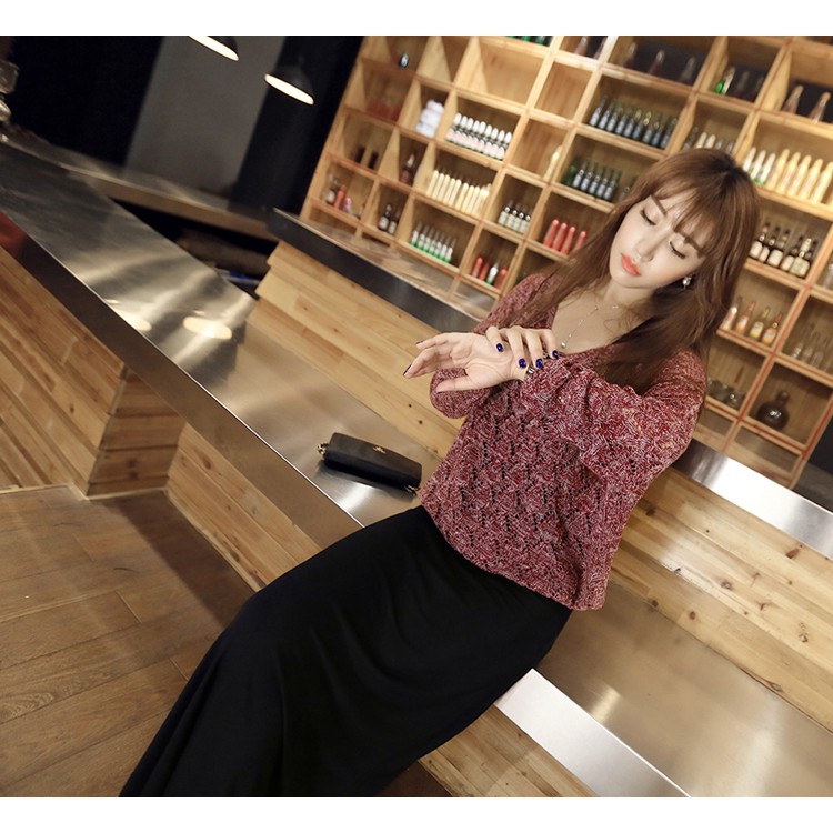 SUXI Áo dài tay + đầm dài thời trang cho nữ