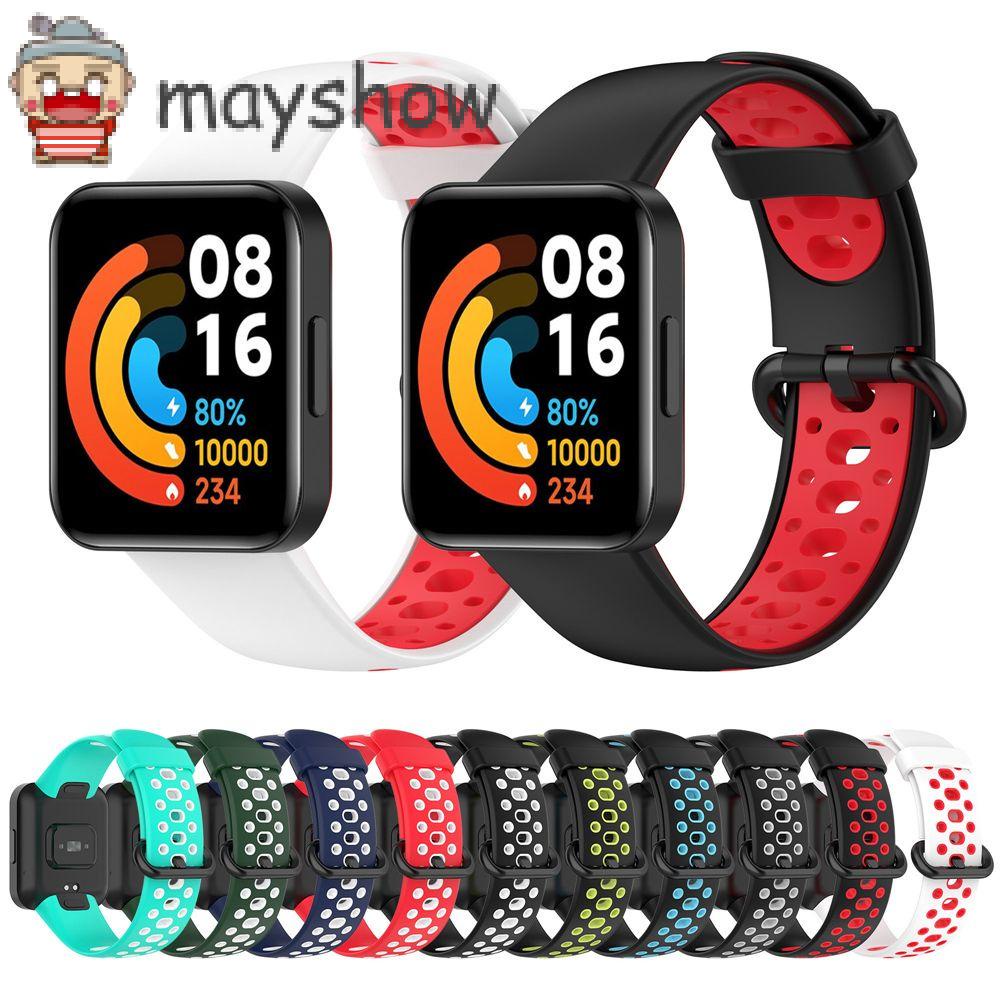 MAYSHOW New Silicone Double Color Watchband Strap Sport Bracelet Soft Breathable Replacement/Multicolor