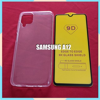 Combo Cường Lực 9D Samsung A12 Và Ốp Lưng Silicon Trong Suốt Siêu Hót