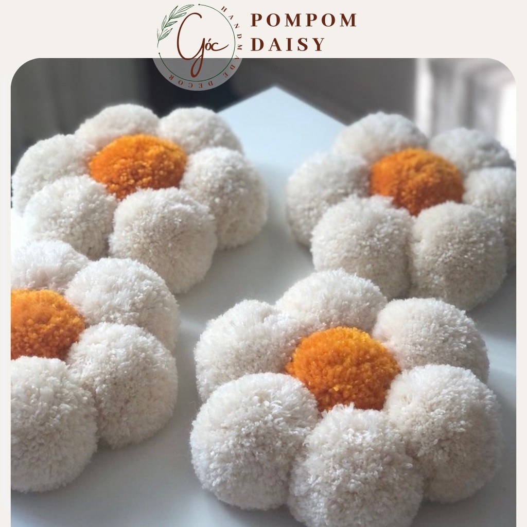 Bông hoa len Daisy nhà Góc treo tường trang trí phòng ngủ xinh xắn, làm quà, làm gối ôm cho bé