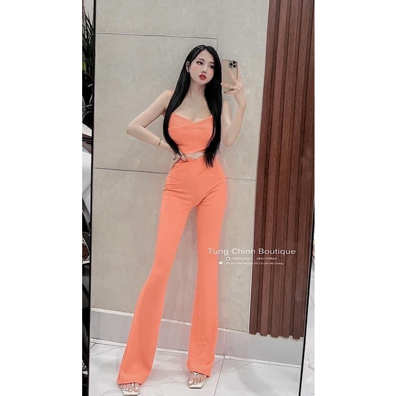 Set Áo Dây Kèm Quần Dài Thun Gân