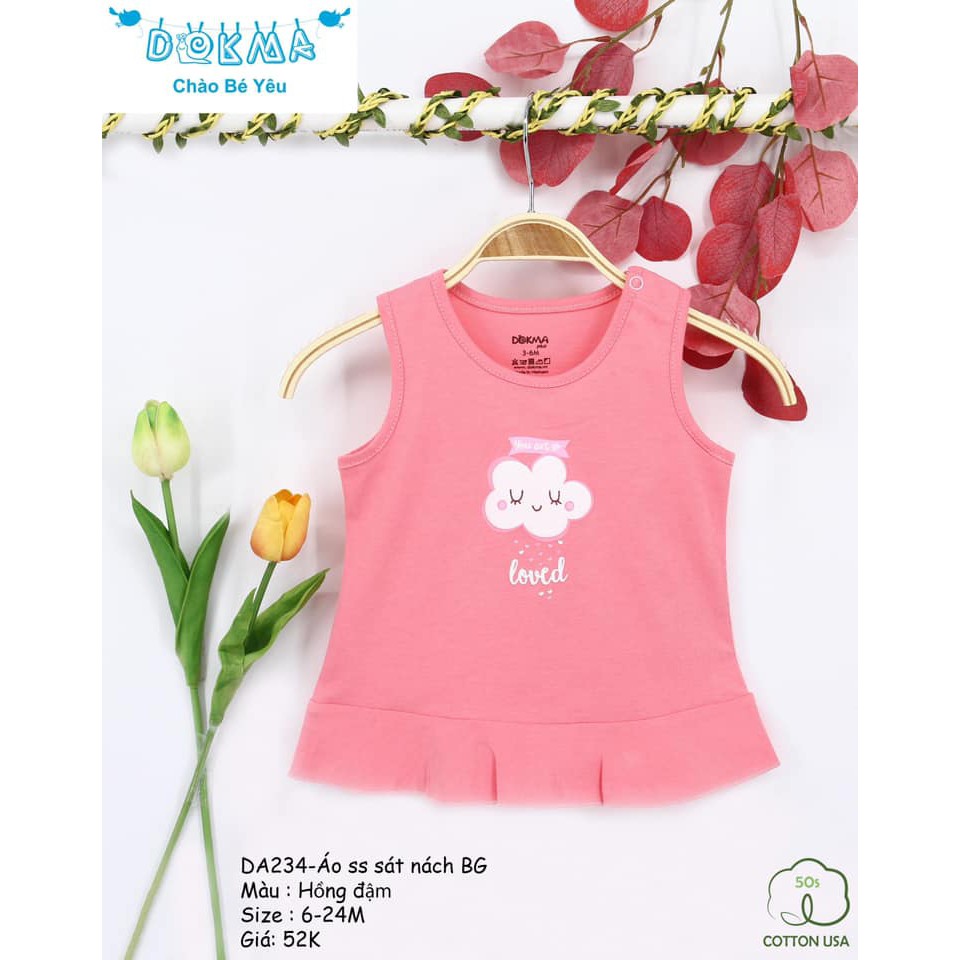 [Mã SKAMCLU8 giảm 10% cho đơn từ 100K] Áo ba lỗ Dokma siêu dễ thương cho bé gái (6-24m) BGDA234