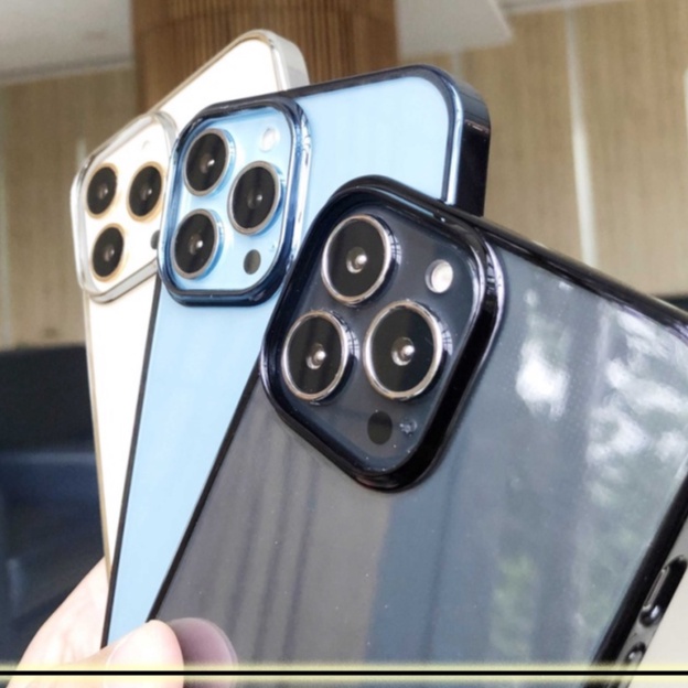 Ốp lưng Devia trong cứng viền màu cho iPhone 12 13 PRO MAX bất tử không ố màu sang trọng