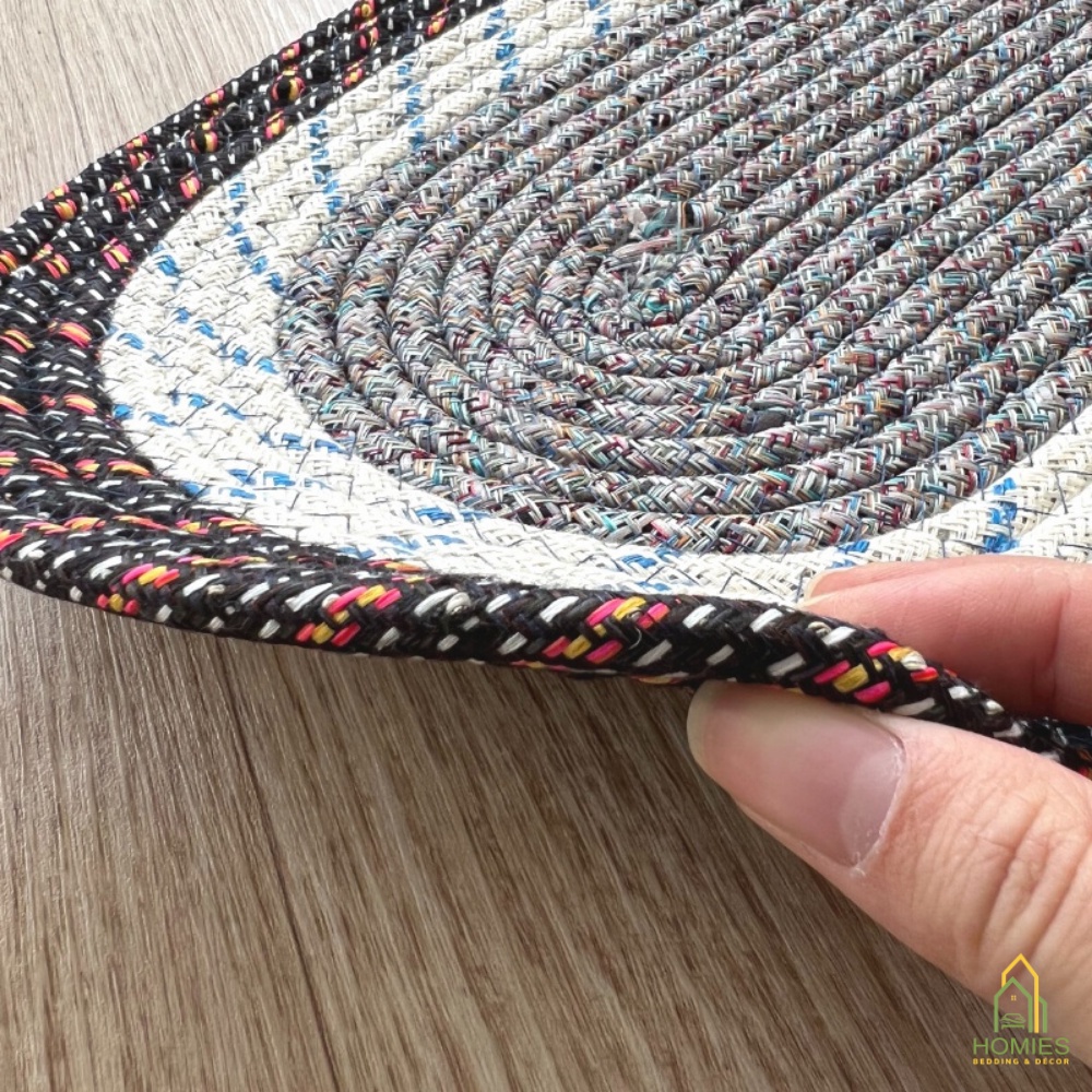 Thảm Chùi Chân Oval HOMIES Bedding &amp; Décor Chất Liệu Thủ Công Siêu Thấm - Kích Thước 35cm x 50cm