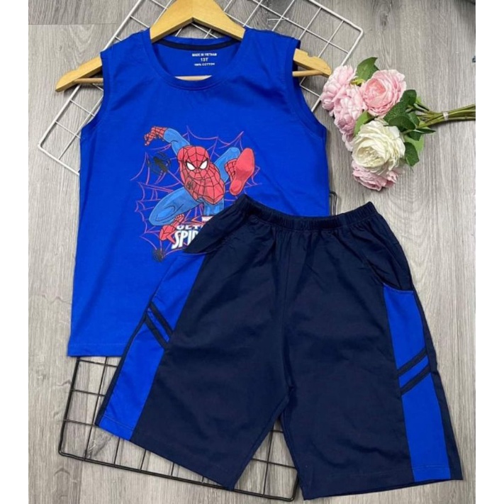 Bộ ba lỗ bé trai size đại hàng công ty chất cotton loại 1 dày dặn co dãn 20-35kg