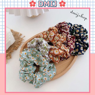 Cột tóc vải scrunchies họa tiết dây buộc tóc scrunchies hoa nhiều màu