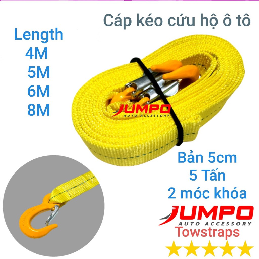 [Chất lượng] Cáp kéo cứu hộ ô tô 2 móc 5 tấn 4m,5m,6m,8m