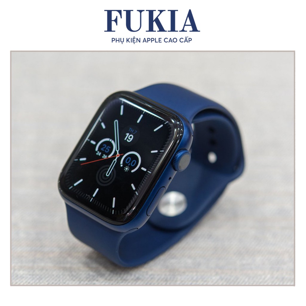 Dây silicon màu xanh navy dành cho Apple Watch đồng hồ thông minh iWatch Series1/2/3/4/5/6/7/SE size 38/40/41/42/44/45mm