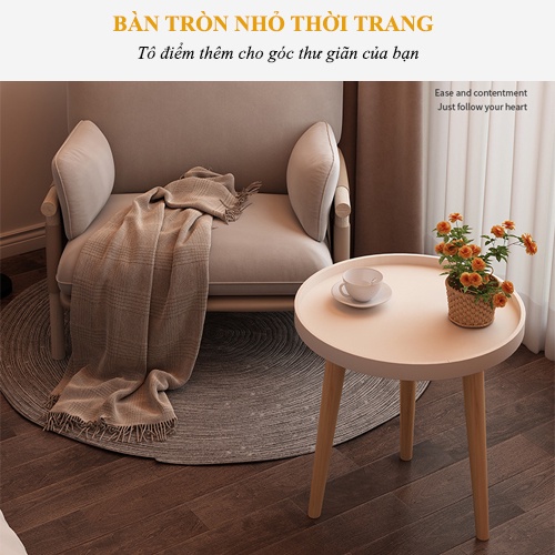 Bàn Trà Đơn-Bàn Cafe Nhỏ Mặt Tròn Thiết Kế Sang Trọng Cho Phòng Diện Tích Nhỏ Chân Gỗ
