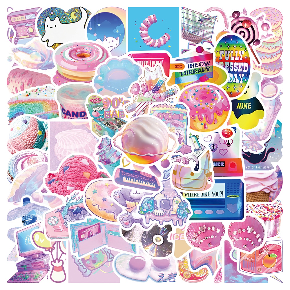 Bộ 10/50 Sticker Chống Thấm Nước Hình Hoạt Hình Đáng Yêu Dán Trang Trí