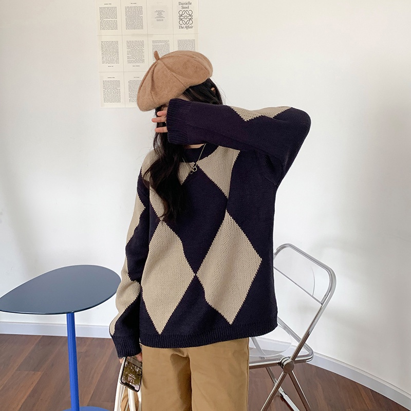 SUXI Áo sweater nữ cổ tròn tay dài dáng rộng thời trang mùa thu mới