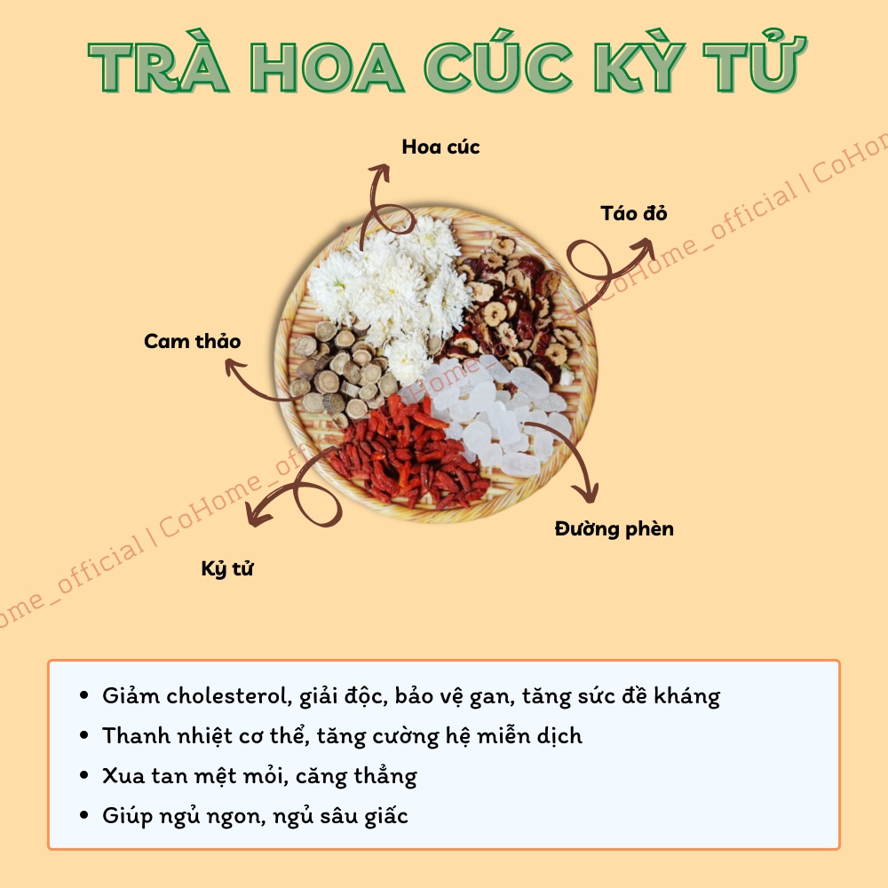 Trà hoa cúc kỳ tử thảo mộc, giúp giảm stress, thanh nhiệt, giải độc gan