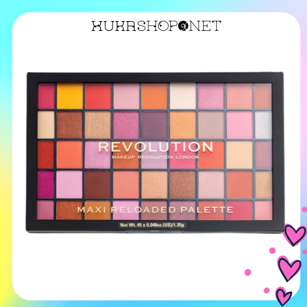 Bảng phấn mắt Makeup Revolution Maxi Reloaded Palette Big Big Love 45 ô màu trang điểm bền màu lâu trôi (45g)