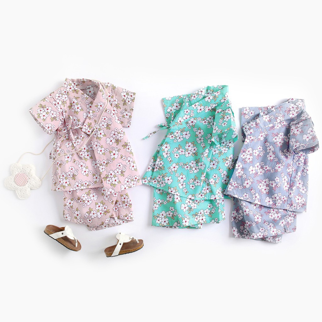 Bộ Quần Áo Pajamas Sanlutoz Bằng Cotton Họa Tiết Hoa Thời Trang Mùa Hè Cho Bé Gái 3 Màu