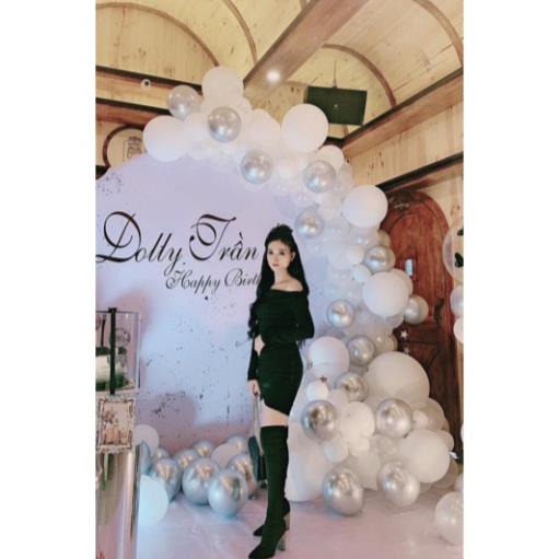 TSO Váy ôm body nữ dài tay lệch vai rút dây 1 bên chất thun đẹp đen cách điệu