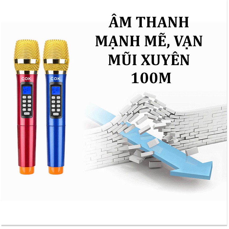 [Xả Kho] Bộ 2 Micro đa năng COK W522S âm thanh cực hay, chỉnh hiệu ứng âm thanh tuyệt vời, Bộ mic lọc tạp âm tốt, độ hút