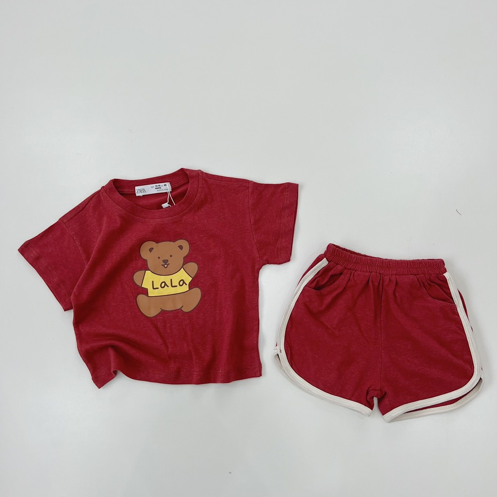 Set bộ đồ bé trai mùa hè Zara gấu cotton SH55 họa tiết gấu (18m-6y) TheBossBabyVN