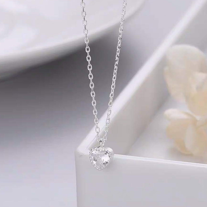 Dây chuyền bạc Dây sợi mảnh giọt nước và trái tim nhỏ 6li Van Jewelry V10761