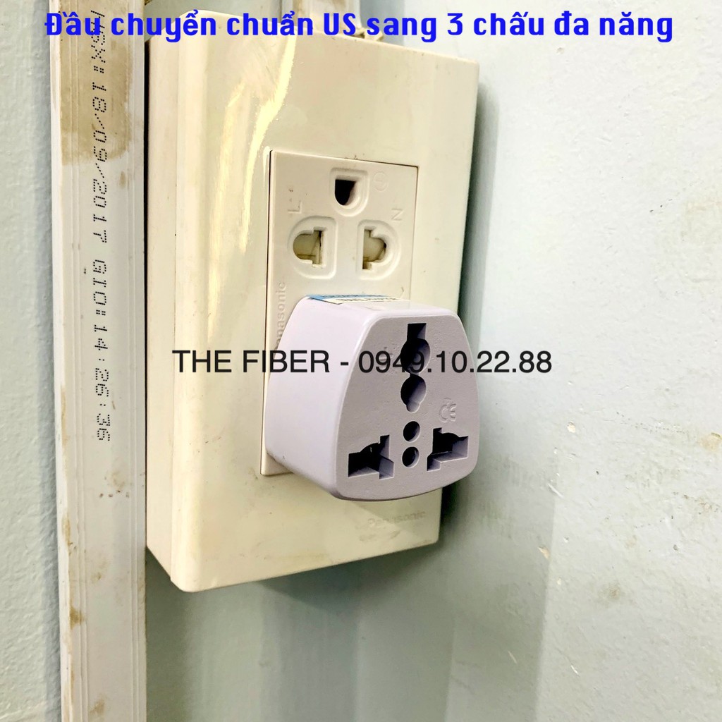 Đầu chuyển phích US sang 3 chấu đa năng - 10A 250V