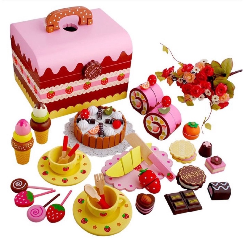 Bộ đồ chơi tiệc trà, bánh bằng gỗ Mother Garden 🍓🍃