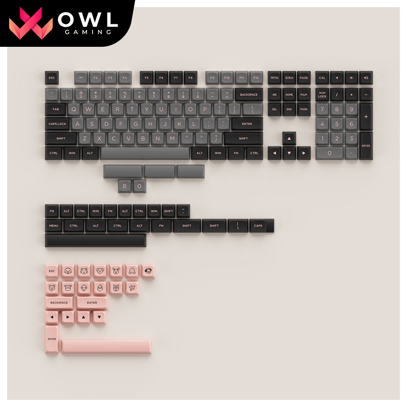 Set keycap AKKO Black Pink (PBT Double-Shot/ASA Low profile/155 nút)