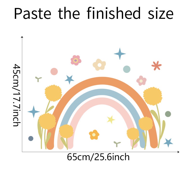 Nhãn dán tường trang trí phòng bé hình cầu vồng / hoa / ngôi sao / hoạt hình xinh xắn