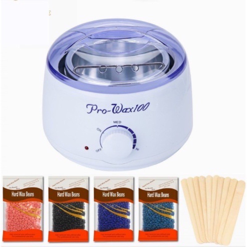 CHÍNH HÃNG -ComBo Nồi Nấu Sáp Wax Lông Và 100gr Sáp Hard Wax Beans + 10 que Loại 1