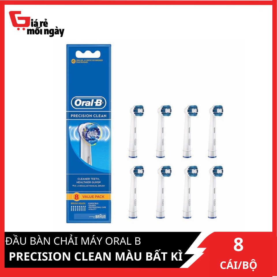 [Made in Germany] Đầu bàn chải máy Oral B Precision Clean Màu bất kì Bộ 8 đầu